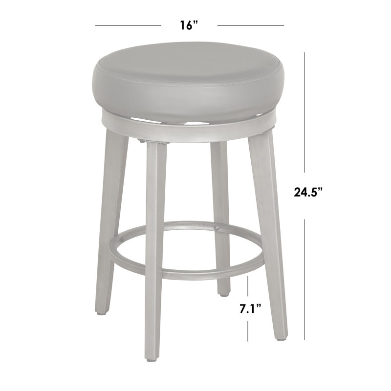 Tabouret de bar pivotant 30,5 po Gadberry, Noir, Étain brossé, 24.5"