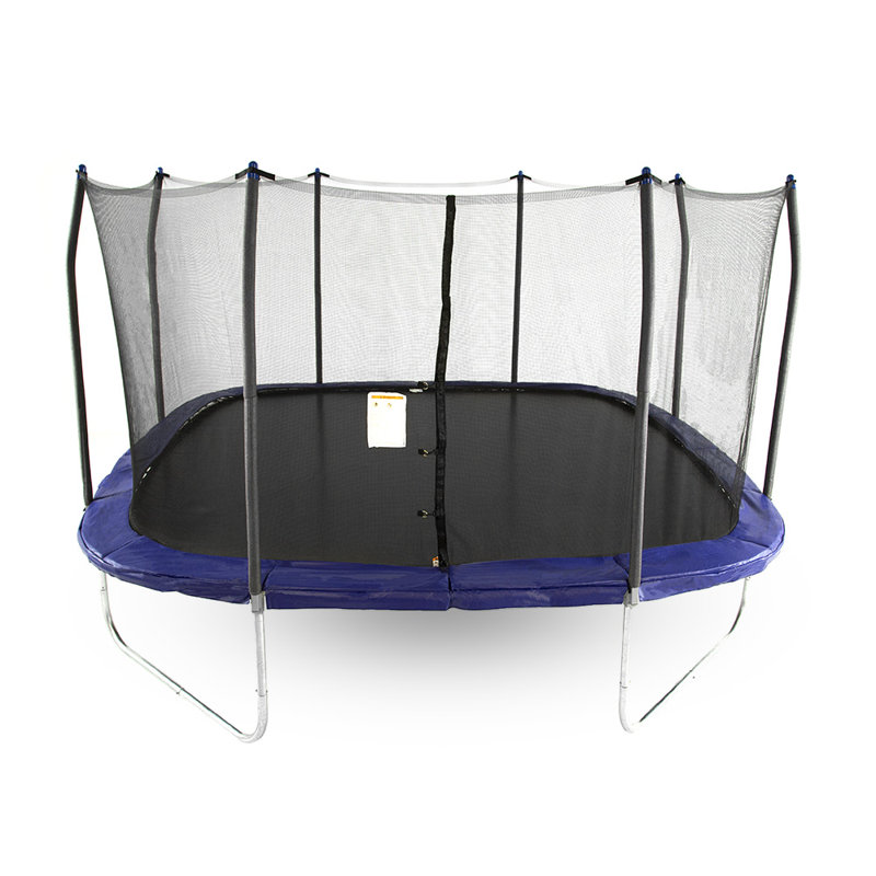 Trampoline d'extérieur carré 14 pi avec enclos Skywalker Trampolines - bleu