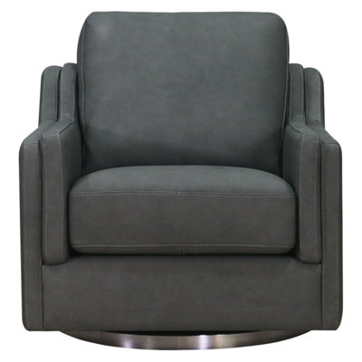 Fauteuil pivotant en cuir fleur Dianet