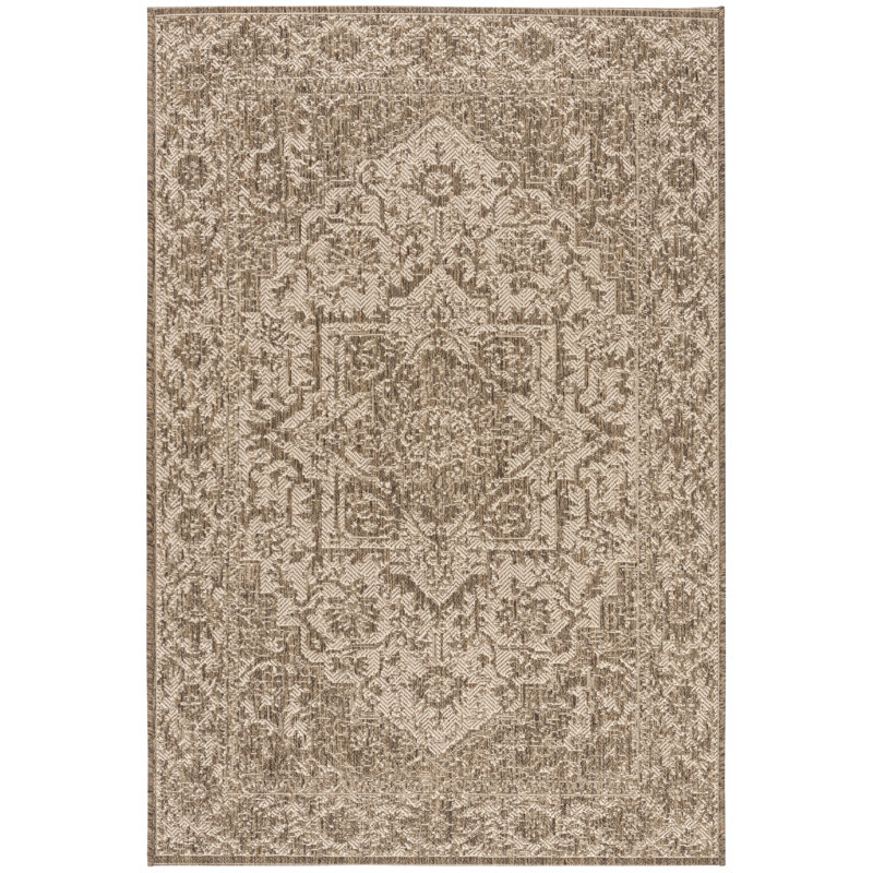 Danya Cream/Beige Indoor/Outdoor Area Rug, Rectangle 5'3" x 7'6"