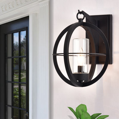 Applique murale d'extérieur en verre transparent noir H 11,5 po Sudarshan