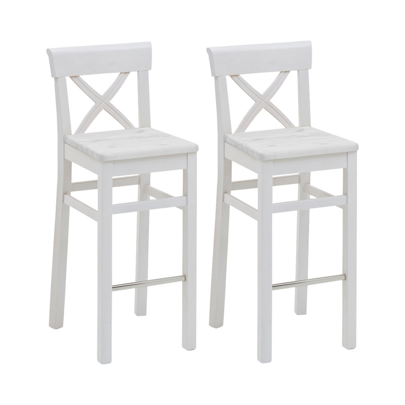 Polebridge Solid Wood Counter Stool, White, White