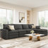 Canapé modulaire en forme de L, canapé à nuage double couche avec repose-pieds, canapé modulaire pour salon, gris foncé