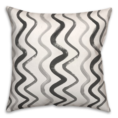 Coussin extérieur bleu et brun Squiggles