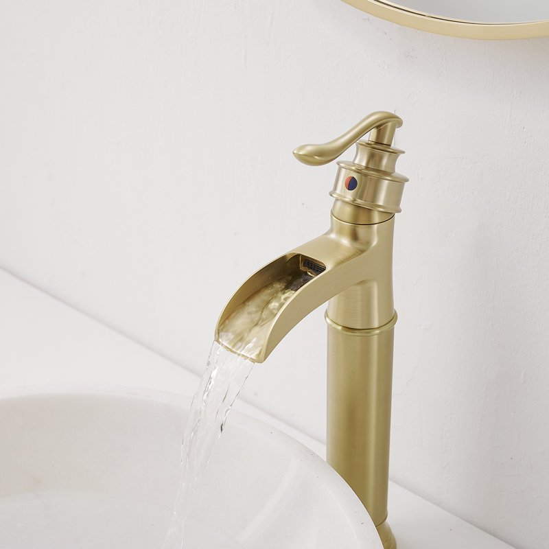 SoftStream Waterfall Vessel Gold Single Hole, Single Handle Bathroom Sink Faucet