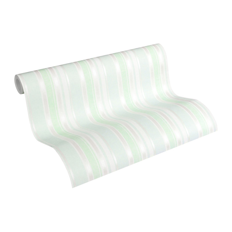 non-woven wallpaper | pattern wallpaper, strip wallpaper | blue, gray, white 10,05 X 0,53 M, Grey/Green/White