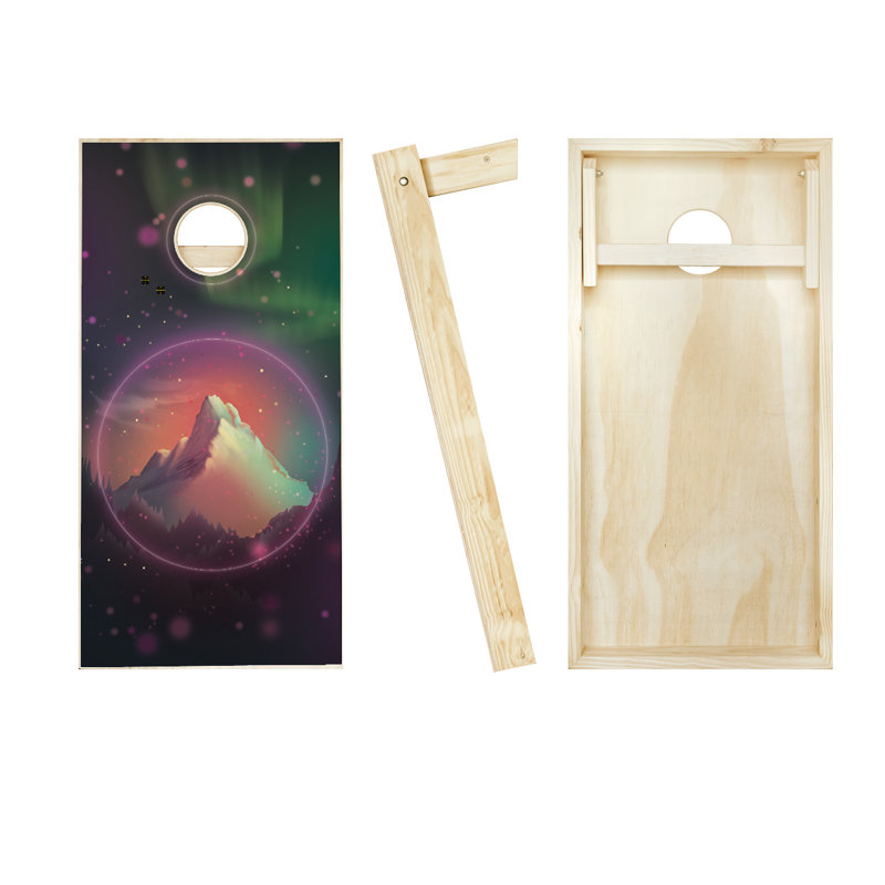 Ensemble de cornhole en bois massif 2 pi x 4 pi Peace Rock, Rouge / Orange