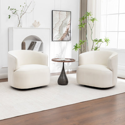 Tybias Upholstered Swivel Barrel Chair by George Oliver
