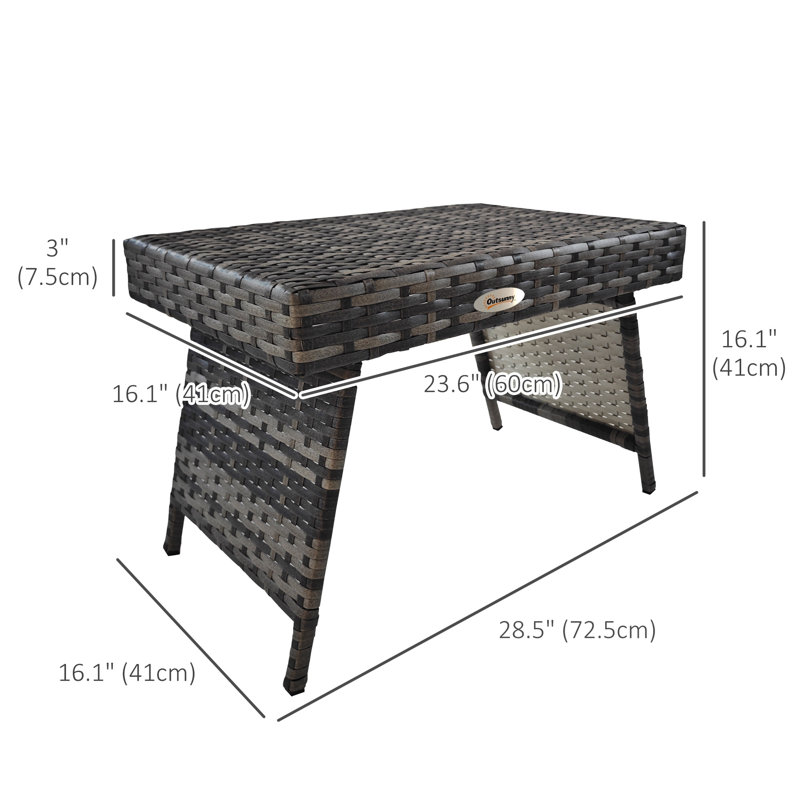 Rectangular Wicker/Rattan Outdoor Folding Side Table