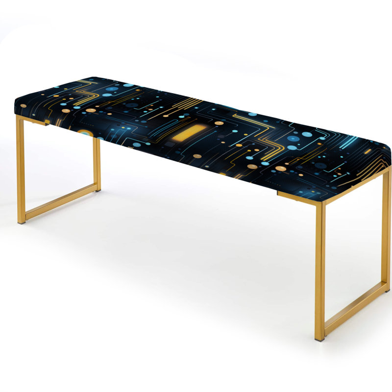 Banc rayé bleu à motif géométrique futuriste