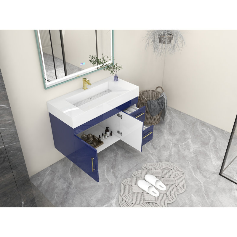 Ensemble de meuble-lavabo simple 42 po, Bleu nuit brillant