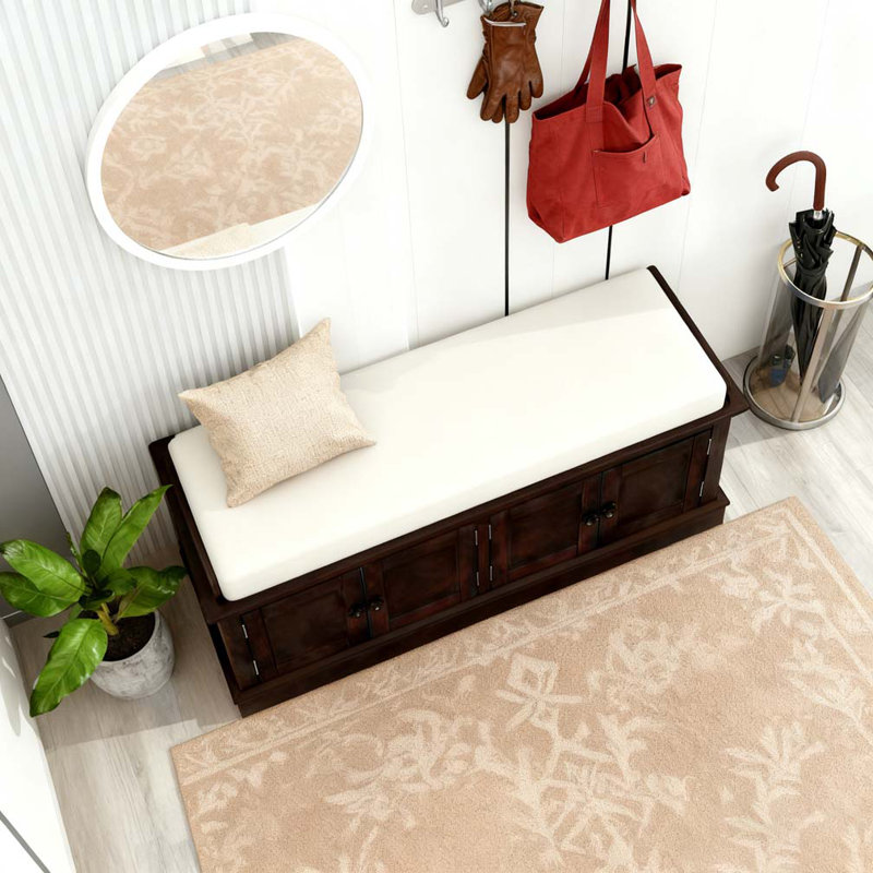 Banc de rangement avec 4 portes et tablettes réglables, banc à chaussures avec coussin amovible, Espresso
