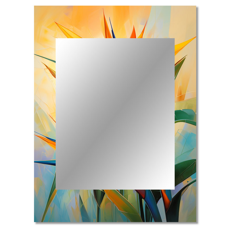 Miroir décoratif «Paradise Birds», grand miroir mural traditionnel, art mural imprimé, 40 po x 30 po