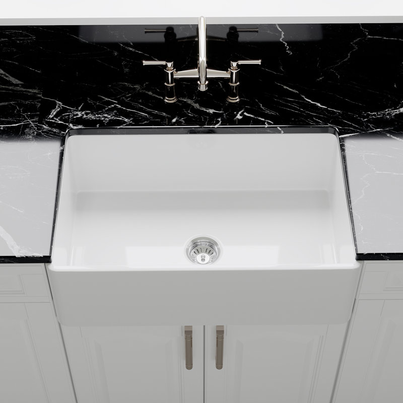 Évier de cuisine 30 po Crestwood Fireclay, Gris anthracite