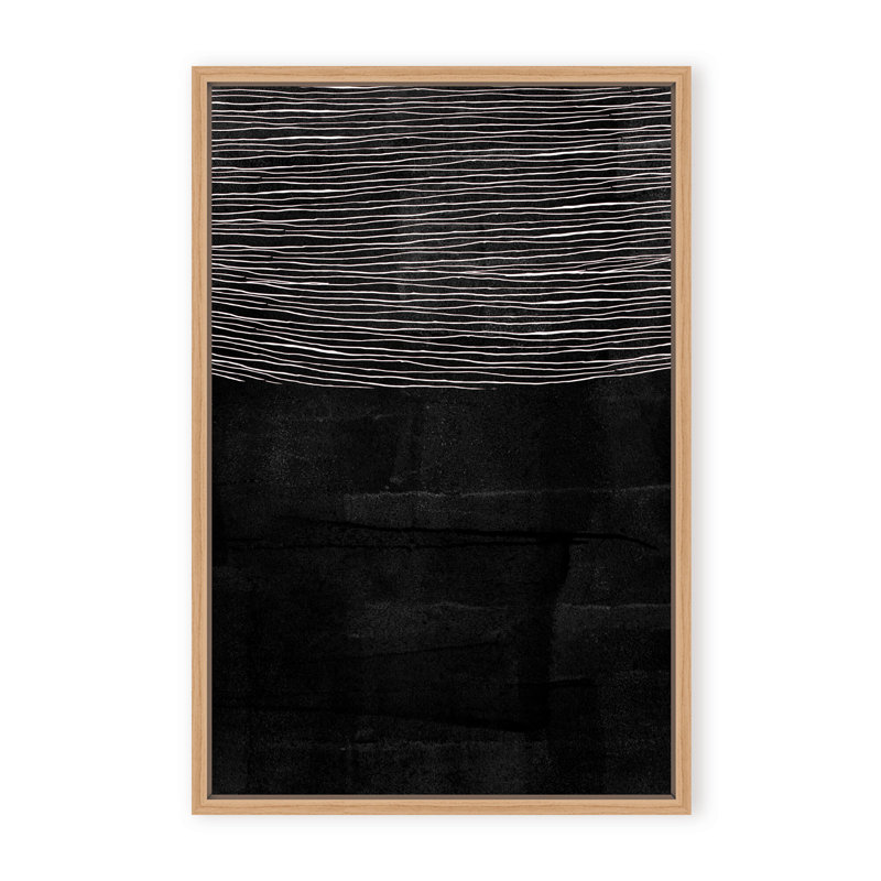 Abstract Blackened Line by  - Picture Frame Painting on Paper, 24" H x 16" W x 1.125" D, Framed Matted Print, Black