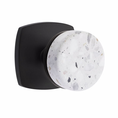 Ensemble de boutons de passage Emtek Select, rosette Urban Modern, tige conique, bouton Terrazzo clair