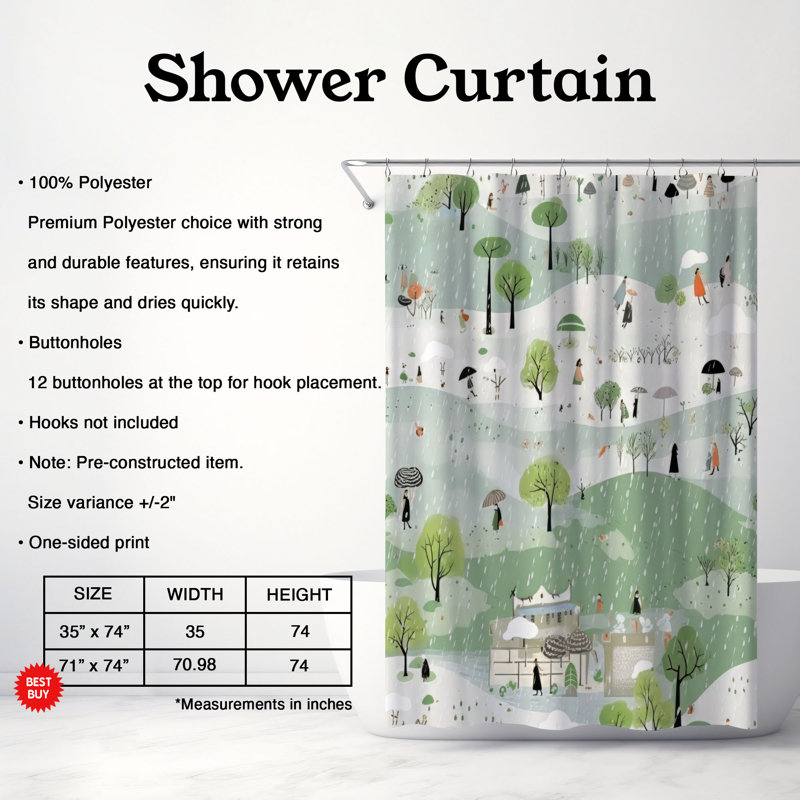 Rideau de douche Rainy Ascent - Premium, H 74 po x l 71 po
