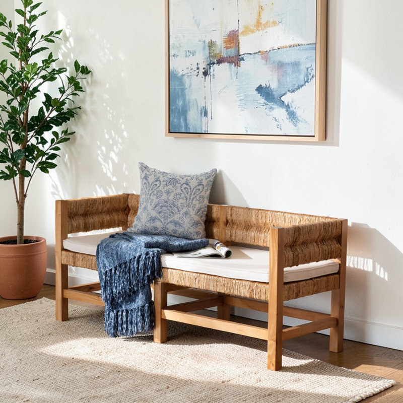 Banc d'appoint tissé à la main Elron en brun naturel Elron
