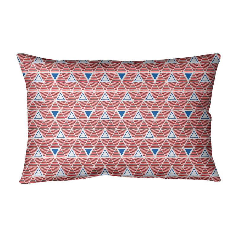Geometric Microsuede Reversible Throw Pillow, Red White/Blue