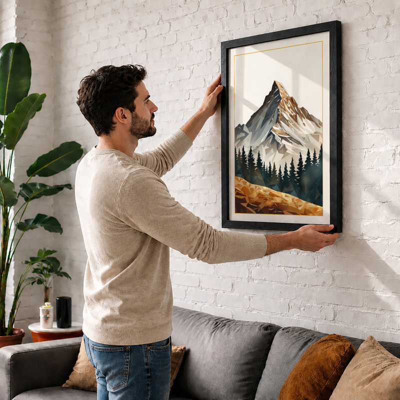 Mountain Wilderness Minimalist - Print, A1 - 84.1 x 59.4 cm, Black