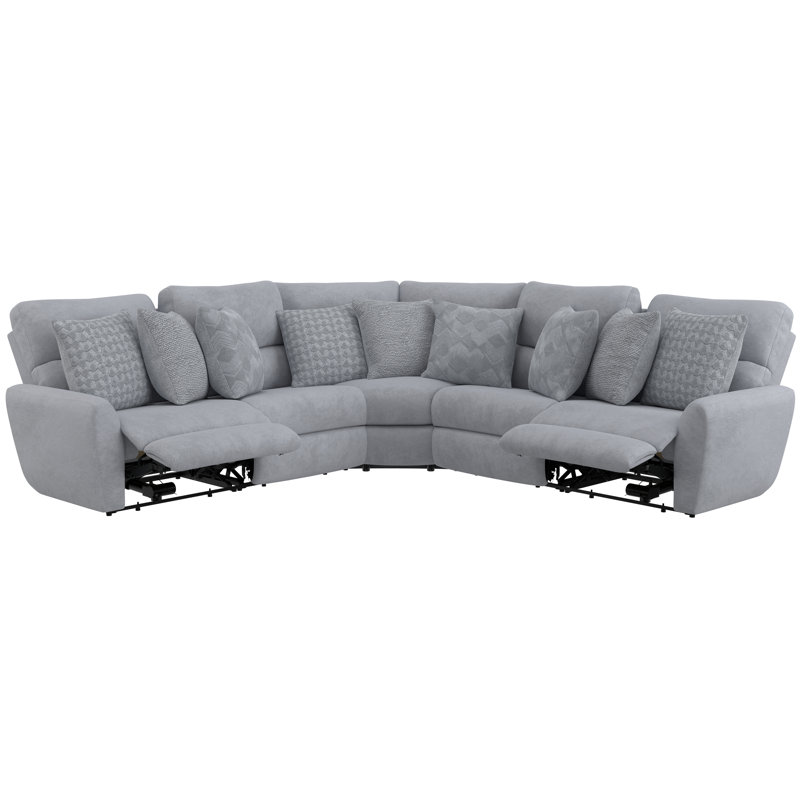 Julieza 3pc Deep Seating Power Reclining Sectional, Grey Polyester