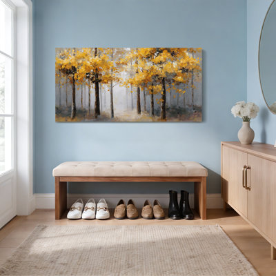 «Autumn Trees Yellow Leaves», reproduction de peinture à l'huile sur toile, art mural