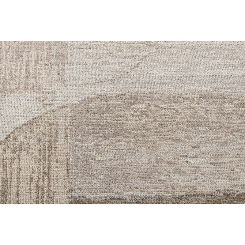 Tapis ivoire et taupe noué à la main de haute qualité, Rectangle 8 pi x 10 pi