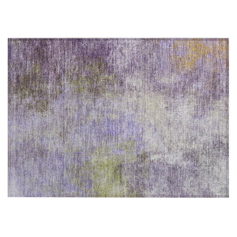 Machine Washable Indoor/Outdoor Xhevrie Purple Rug
