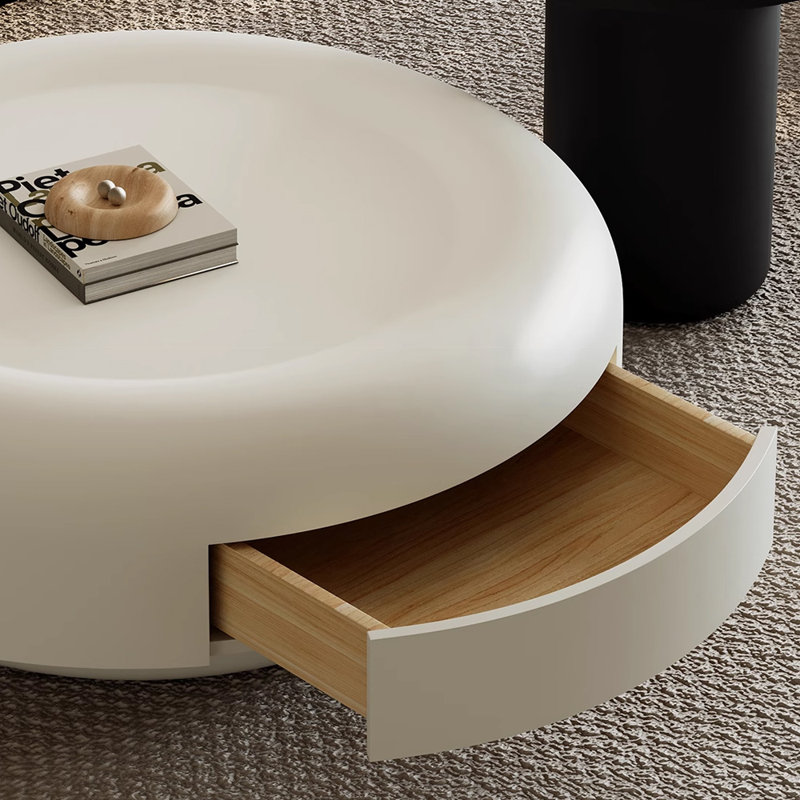 Table basse ronde de style crème minimaliste