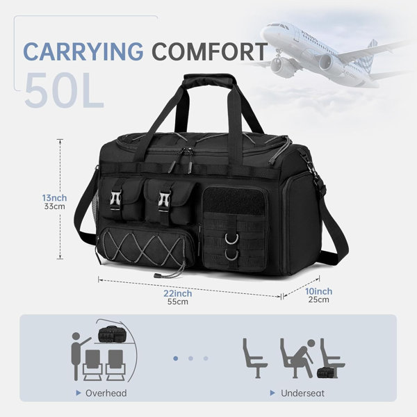 Arlmont & Co. Gym Bags For Men With Shoe Compartment 50L Tactical ...