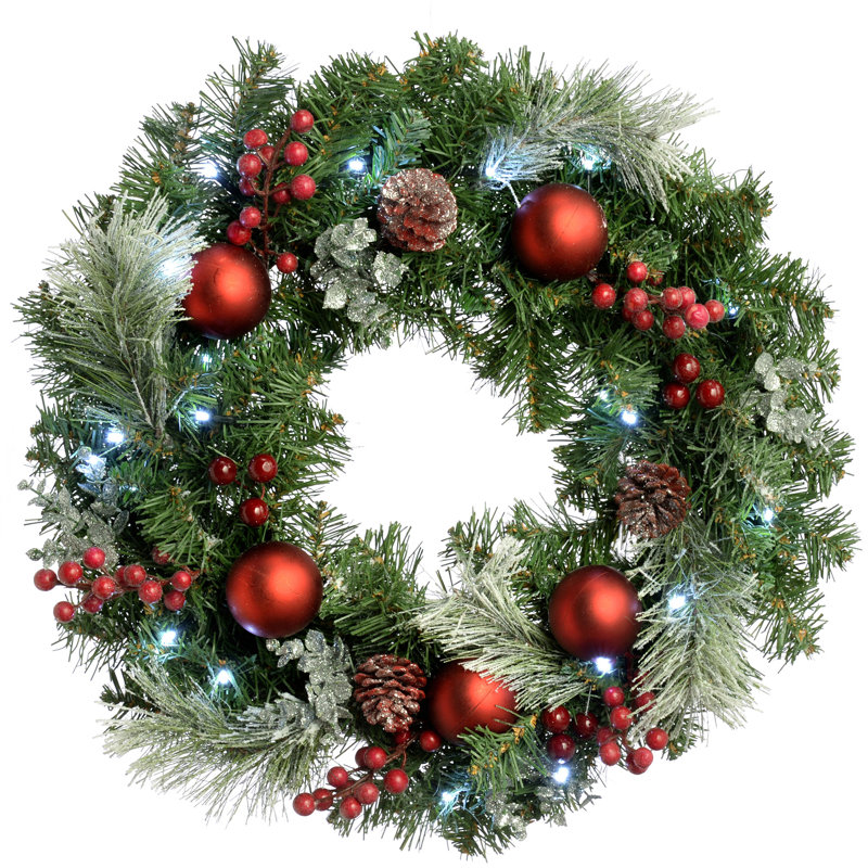 Faux Lighted 60cm Wreath