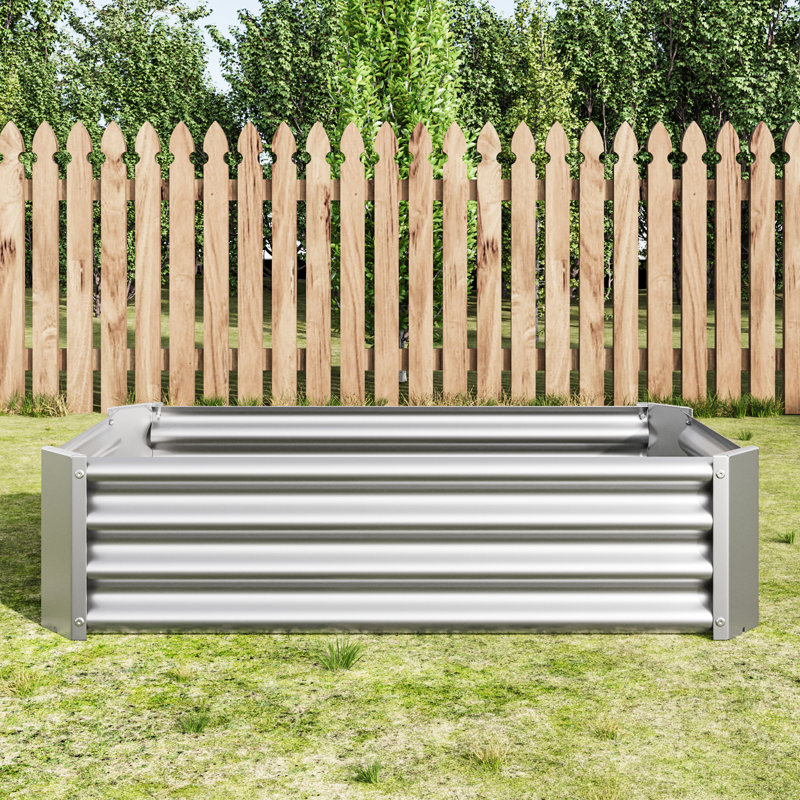 Rectangle 421Ft Metal Raised Planter For Plants, Flowers, Easy Assembly, - Rust Vegetables, Rust, Long Term, Silver
