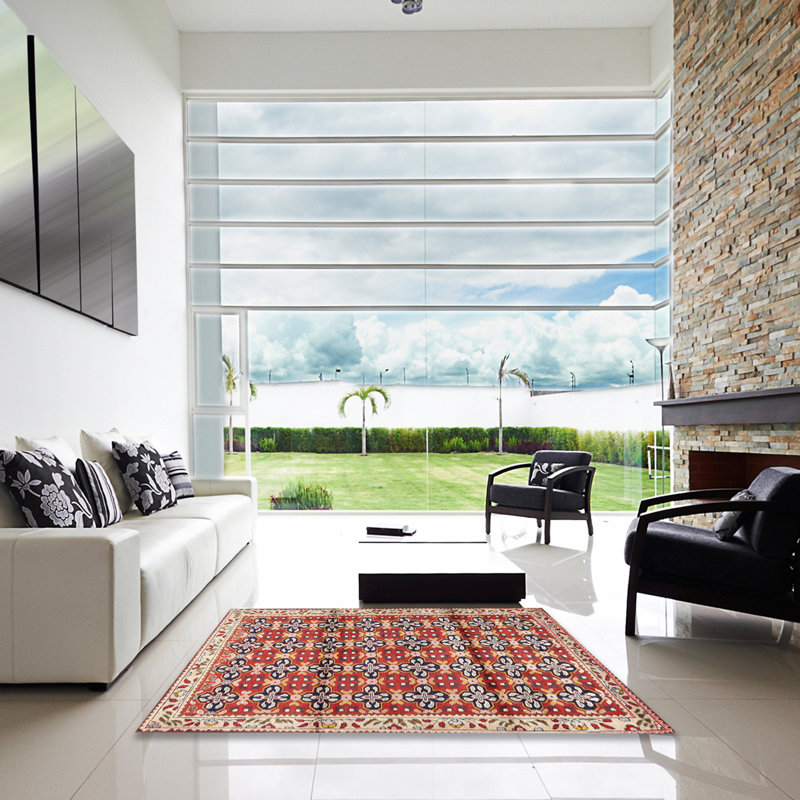 Tapis oriental multicolore tissé à la machine Oriental, Carré de 6 pi