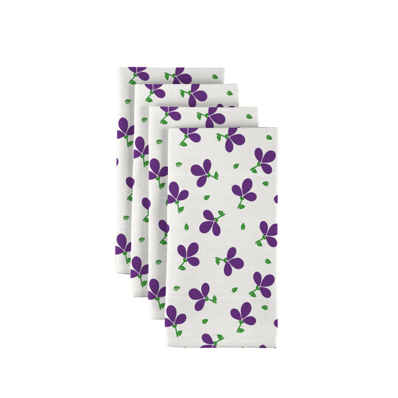 Polyester Floral Square Napkin, Purple