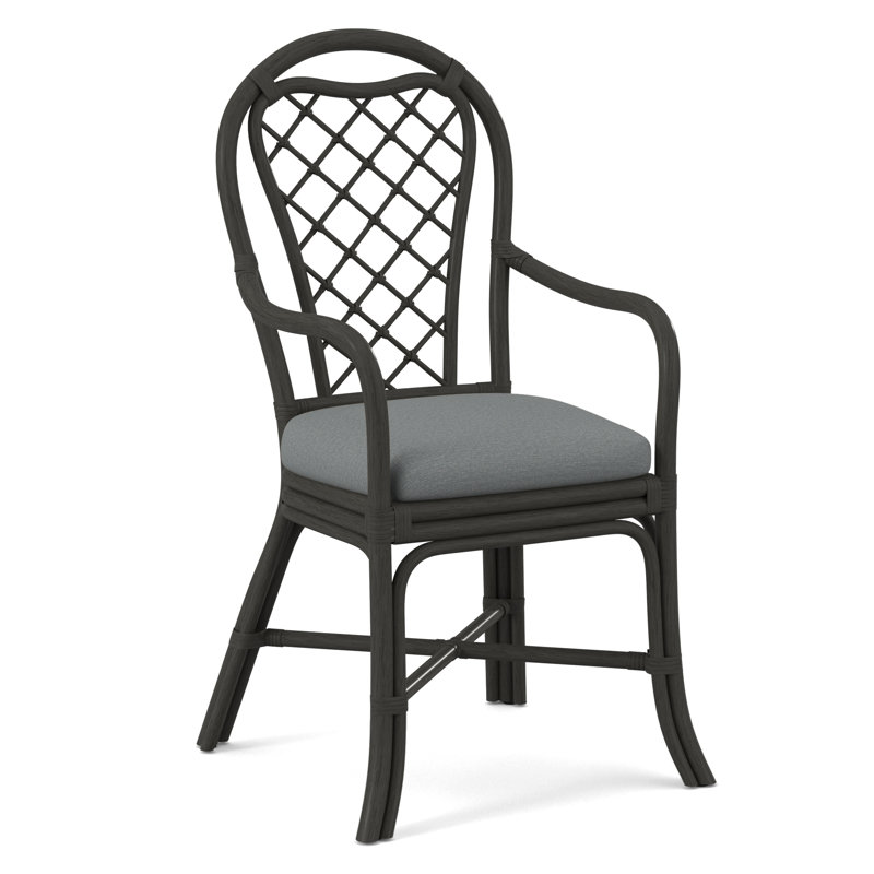 Trellis Dining Arm Chair, Greystone, Light Blue Performance Fabric; 0851-55