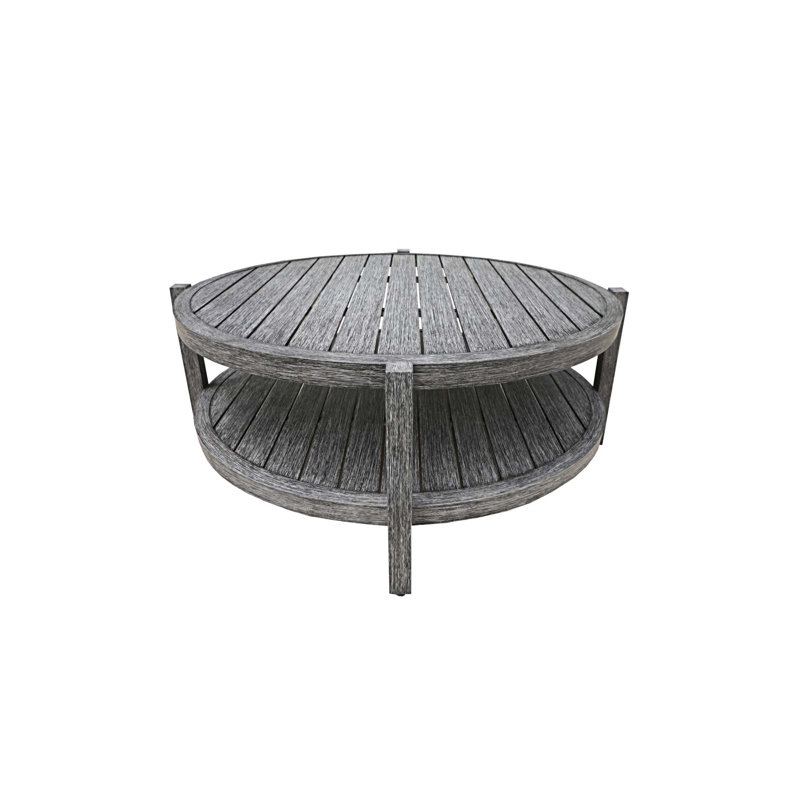 Table basse ronde à lattes en aluminium