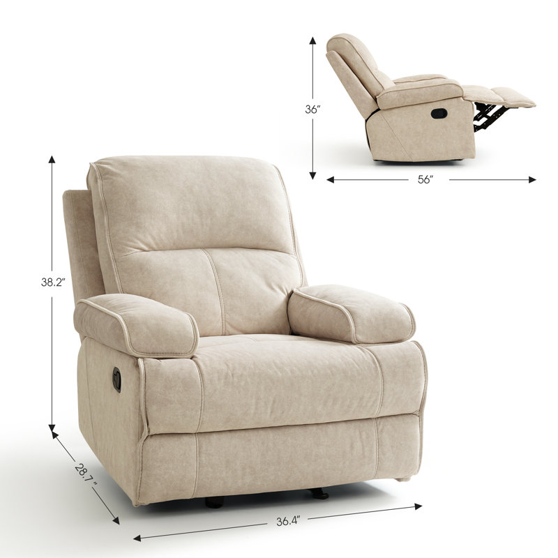 Fauteuil inclinable berçant de 36,4 po Ryse, Lin 100% polyester
