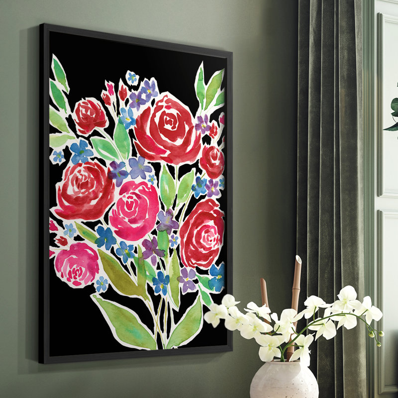 Floral Choir Bouquet, reproduction encadrée - bois massif, Noir, H 10 po x l 8 po