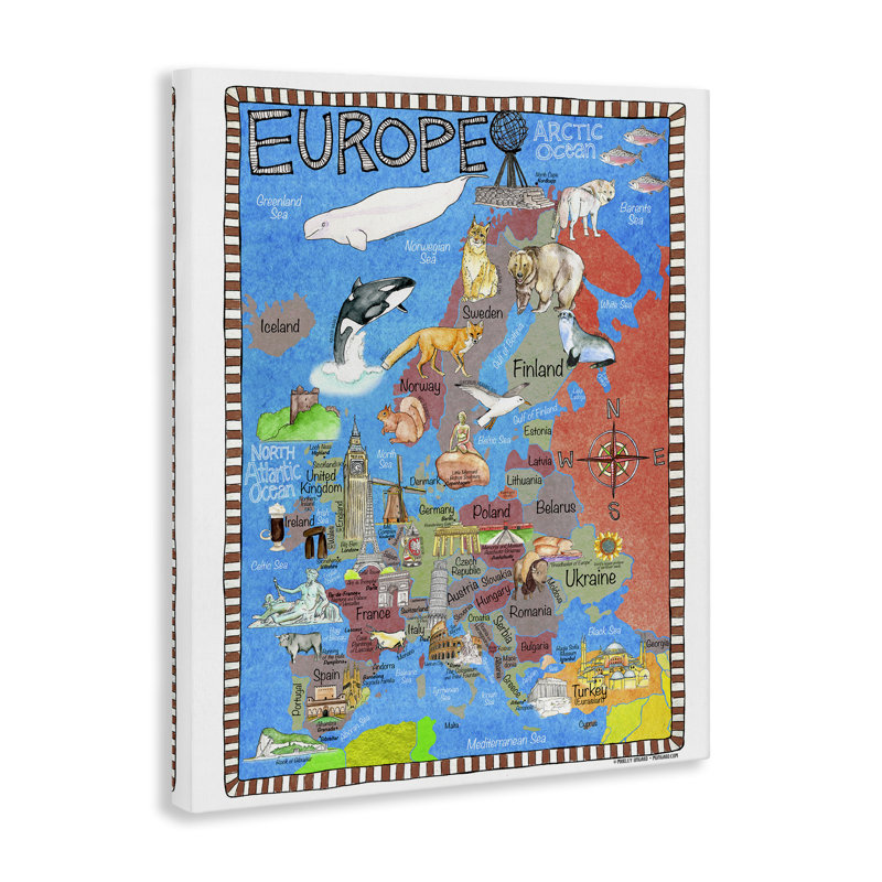 Art mural sur toile Europe par Marley Ungaro, H 20 po x l 16 po