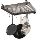 Handcrafted 24" Flush Mounted Ceiling Rack W 12 Hooks Hammered Steel