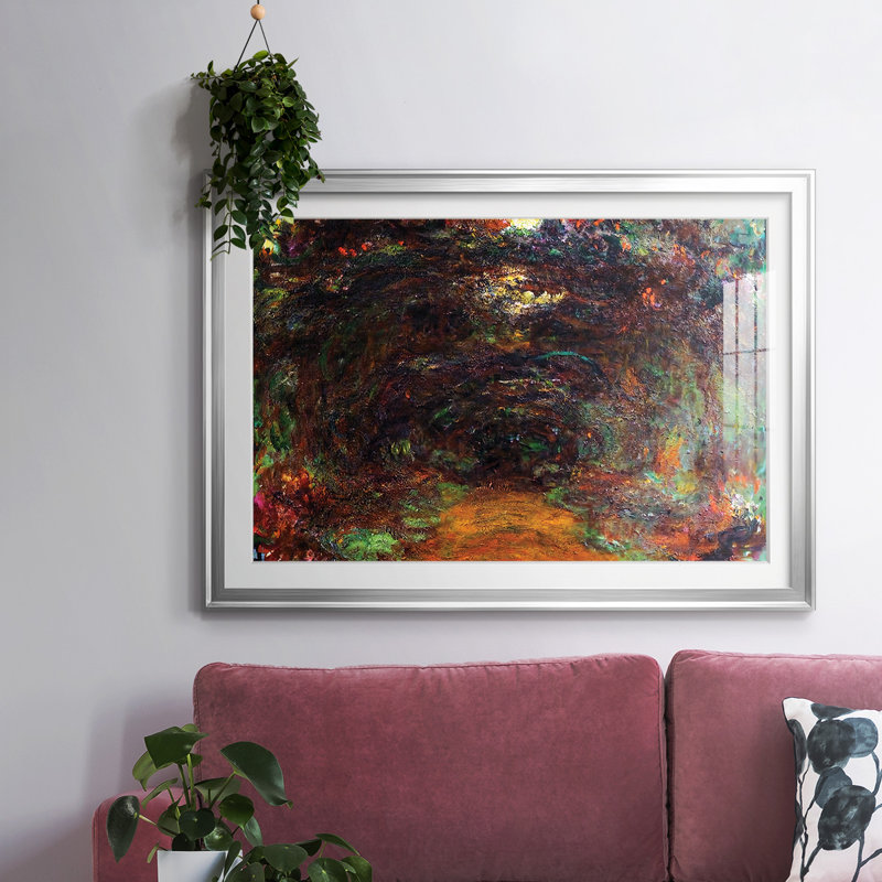 «Path Under The Rose Trellises», Giverny, 1920, reproduction encadrée sur papier, Argent, H 15 po x l 21 po x P 1,5 po