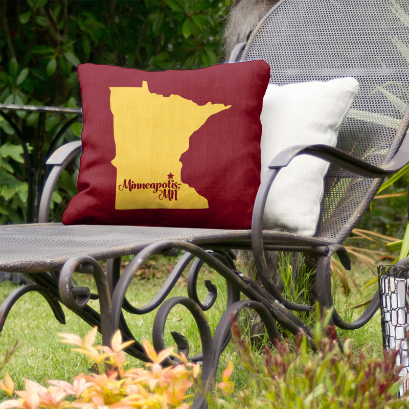 Coussin décoratif d'intérieur/d'extérieur, Minneapolis, 16 po x 1 po, Écarlate / doré