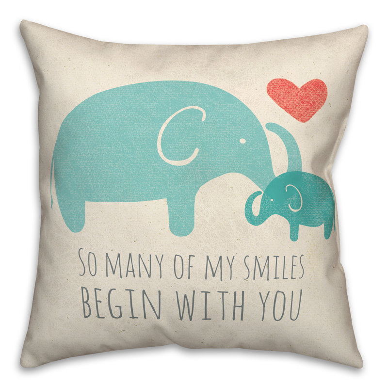  Coussin Elephant Smiles, 20 po x 20 po