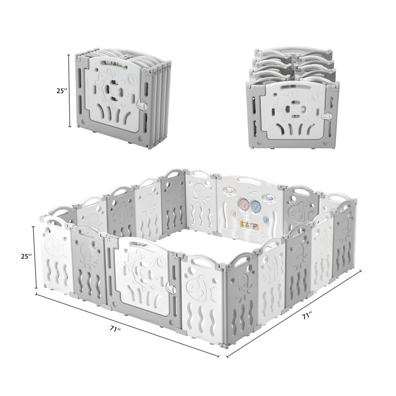 Centre d'activités pour enfants avec parc de jeu et barrière de sécurité Brile Albott, H 25 po x l 71 po x P 71 po