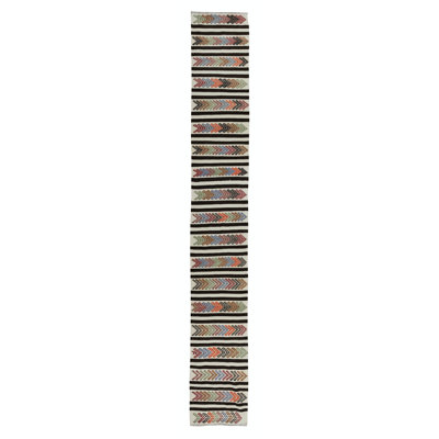 2.2x15 Ft FlatWeave Narrow and Long Runner Kilim for Hallway Decor, Hand-Woven Striped Corridor Rug