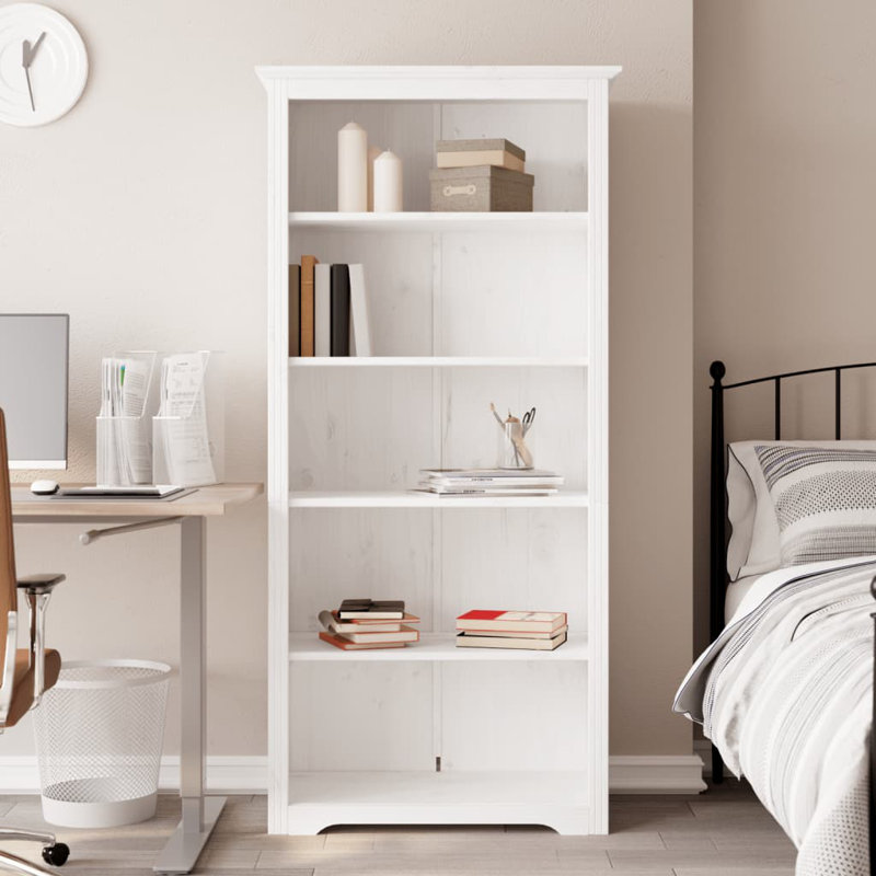 Bodo Bookcase "BODO" 82x40x173 cm Solid Wood Pine 5-Tier, White