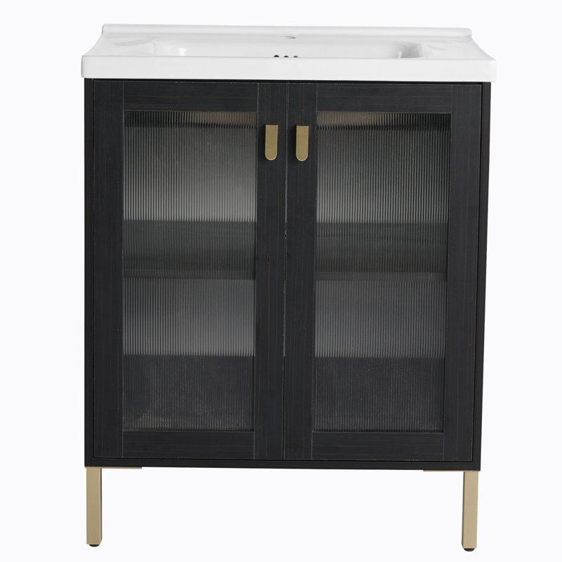 Basibul 27.8 " W Freestanding Standard Free Standing 1 Single Vanity Bathroom Vanity With Ceramic Top