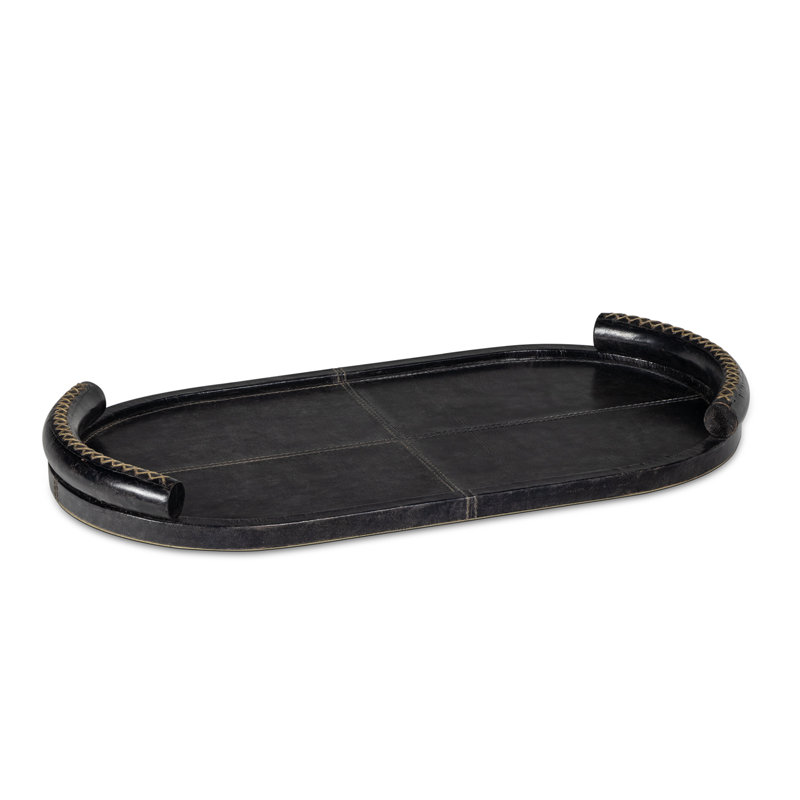 Forte Leather Tray Oval, Black