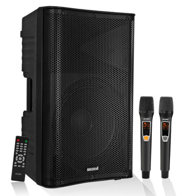 5 Core Karaoke Machine 150W Big Bluetooth PA System Powered DJ Singing Party Speaker 2 Wireless Mic -  ACTIVE DJ 12 2-MIC