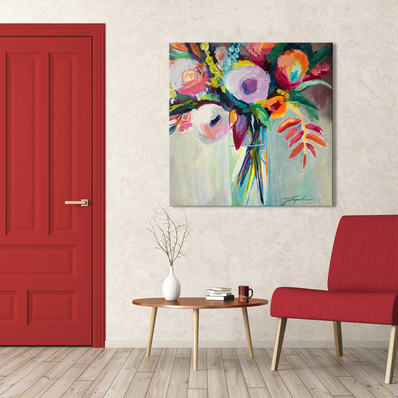 «Ode to Summer 7» par Jacqueline Brewer - Peinture, Toile tendue, H 18 po x l 18 po x P 1 po